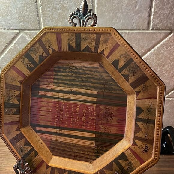 Decorative Heptagon Wall Plate Chargers (Set of 2) - Plates/Chargers Only. - Picture 1 of 10